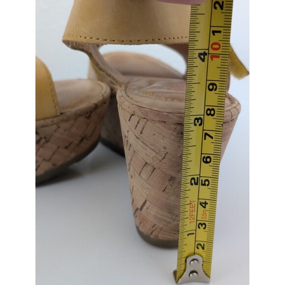 Born Yellow Leather Platform Mae Strappy Sandals Cork Wedge Heel Women's sz 6M - Picture 9 of 12